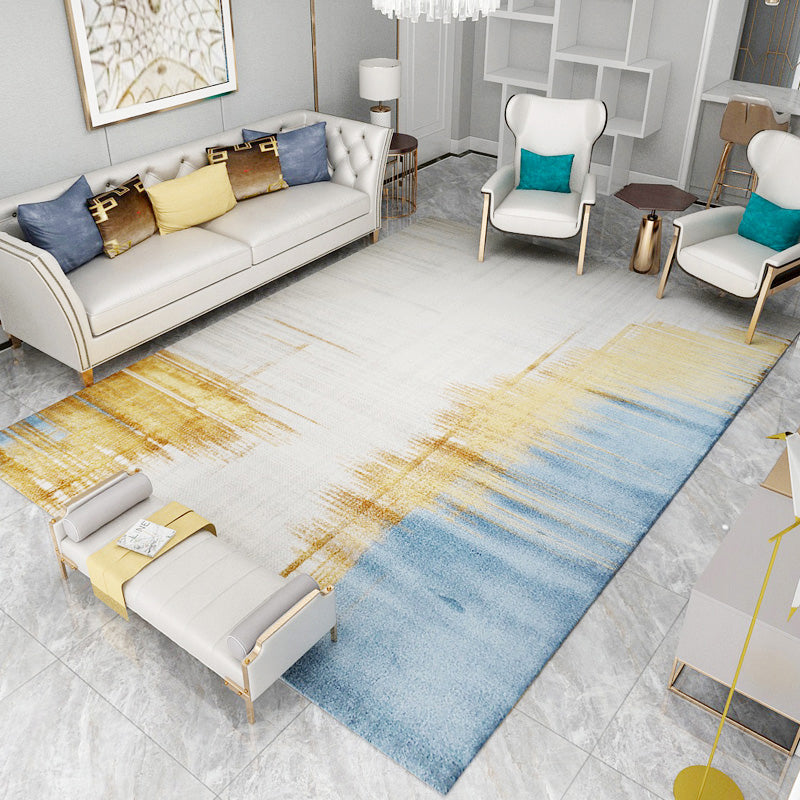 Contemporary Parlor Rug Multi Color Abstract Printed Carpet Cotton Blend Non-Slip Backing Washable Indoor Rug Light Blue-White Clearhalo 'Area Rug' 'Rug' 2215624