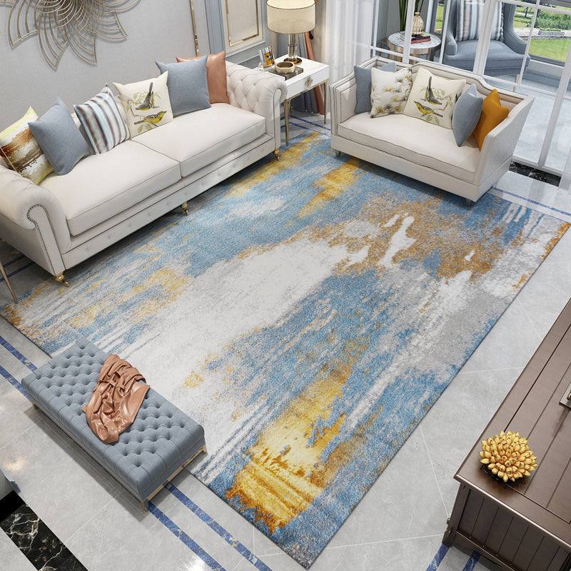 Contemporary Parlor Rug Multi Color Abstract Printed Carpet Cotton Blend Non-Slip Backing Washable Indoor Rug Light Blue-Grey Clearhalo 'Area Rug' 'Rug' 2215625