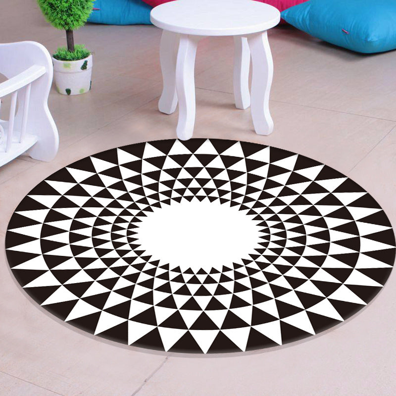 Multi Colored Unique Rug Synthetics 3D Geometric Print Carpet Non-Slip Backing Pet Friendly Rug for Bedroom Cream Clearhalo 'Area Rug' 'Rug' 2215712