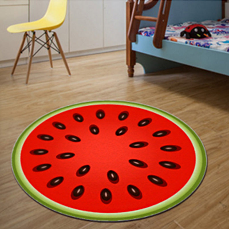 Multi-Color Relaxing Rug Polyster Fruit Print Area Carpet Easy Care Machine Washable Indoor Rug for Kids Bedroom Red-Black Clearhalo 'Area Rug' 'Rug' 2215848