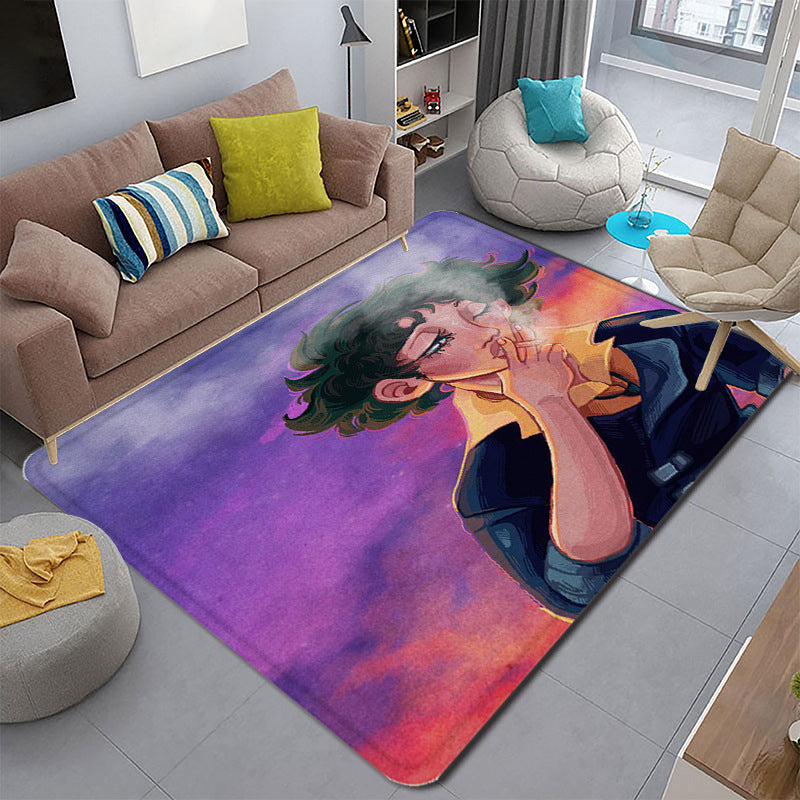 Funky Living Room Rug Multi-Colored Cartoon 3D Print Carpet Synthetics Anti-Slip Backing Stain-Resistant Rug Purple Clearhalo 'Area Rug' 'Rug' 2215862