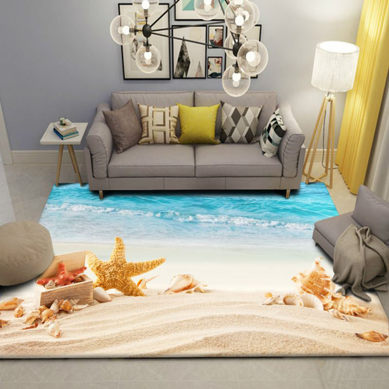 Modern Beach Print Rug Multi-Color Polyster Area Carpet Easy Care Machine Washable Indoor Rug for Kids Bedroom Blue Clearhalo 'Area Rug' 'Rug' 2215938