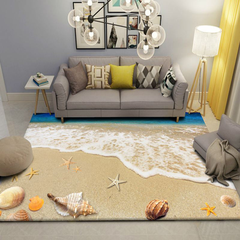 Modern Beach Print Rug Multi-Color Polyster Area Carpet Easy Care Machine Washable Indoor Rug for Kids Bedroom Brown Clearhalo 'Area Rug' 'Rug' 2215941