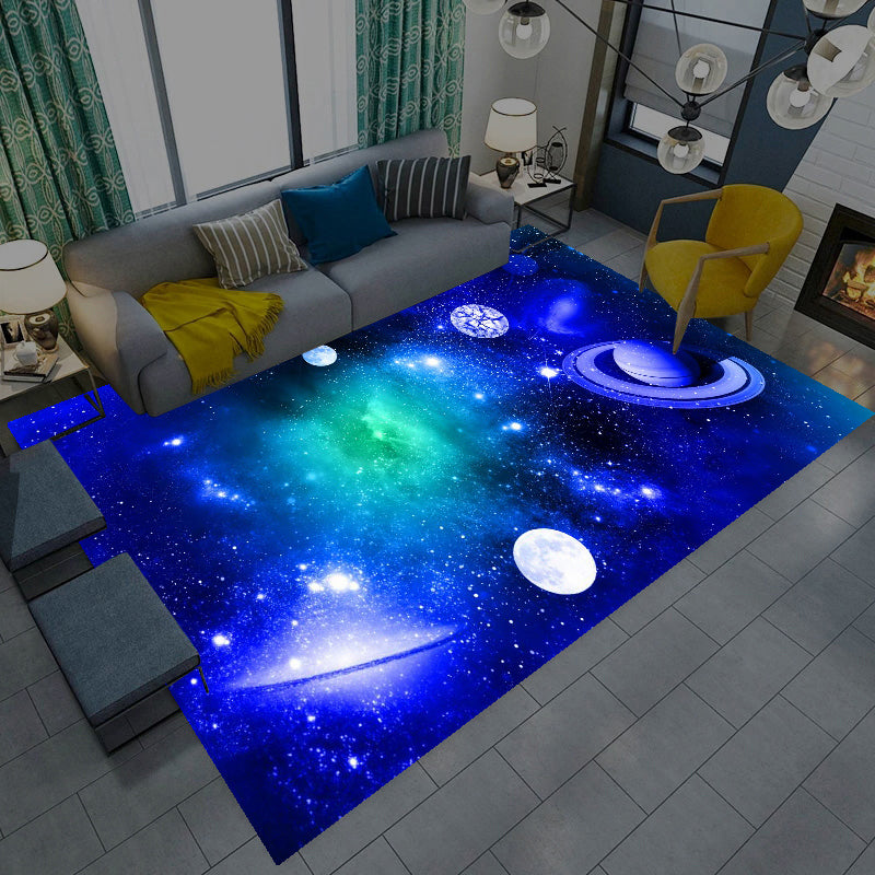 Multicolor Novelty Rug Synthetics Starry Sky Area Rug Anti-Slip Backing Pet Friendly Carpet for Living Room Aqua Clearhalo 'Area Rug' 'Rug' 2216015