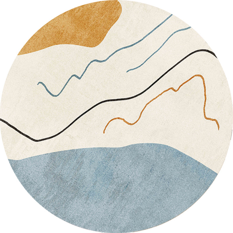 Multi Color Creative Rug Cotton Blend Colorblock Area Carpet Non-Slip Washable Rug for Parlor Beige-Blue Clearhalo 'Area Rug' 'Rug' 2216069