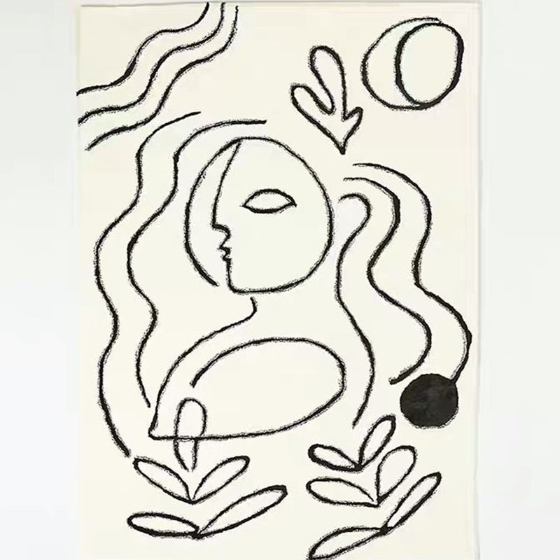 Simplicity Bedroom Rug Multi-Colored Abstract Cartoon Area Rug Polyster Pet Friendly Anti-Slip Carpet Beige Clearhalo 'Area Rug' 'Rug' 2216078