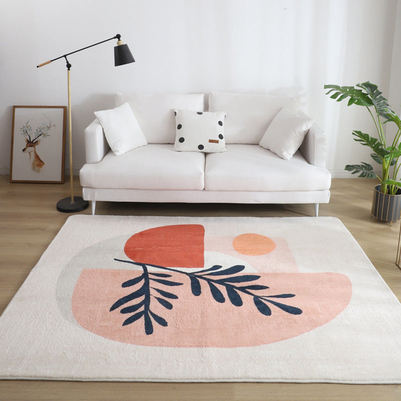 Comfort Living Room Rug Multi-Colored Cartoon Print Carpet Non-Slip Backing Pet Friendly Area Rug Pink-White Clearhalo 'Area Rug' 'Rug' 2216174