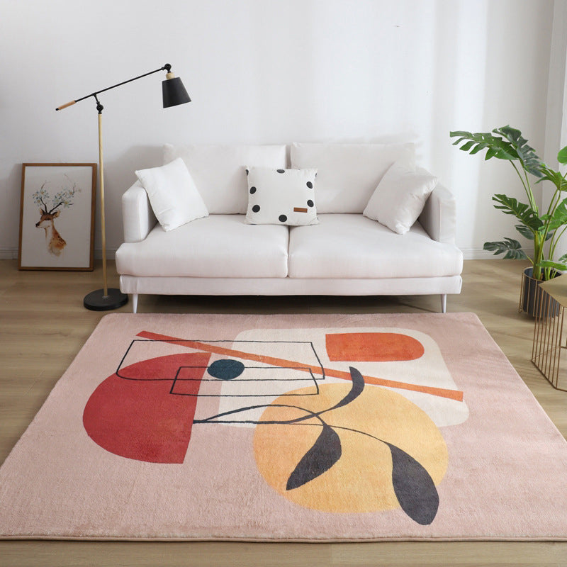 Comfort Living Room Rug Multi-Colored Cartoon Print Carpet Non-Slip Backing Pet Friendly Area Rug Pink 6'7" x 9'11" Clearhalo 'Area Rug' 'Rug' 2216175
