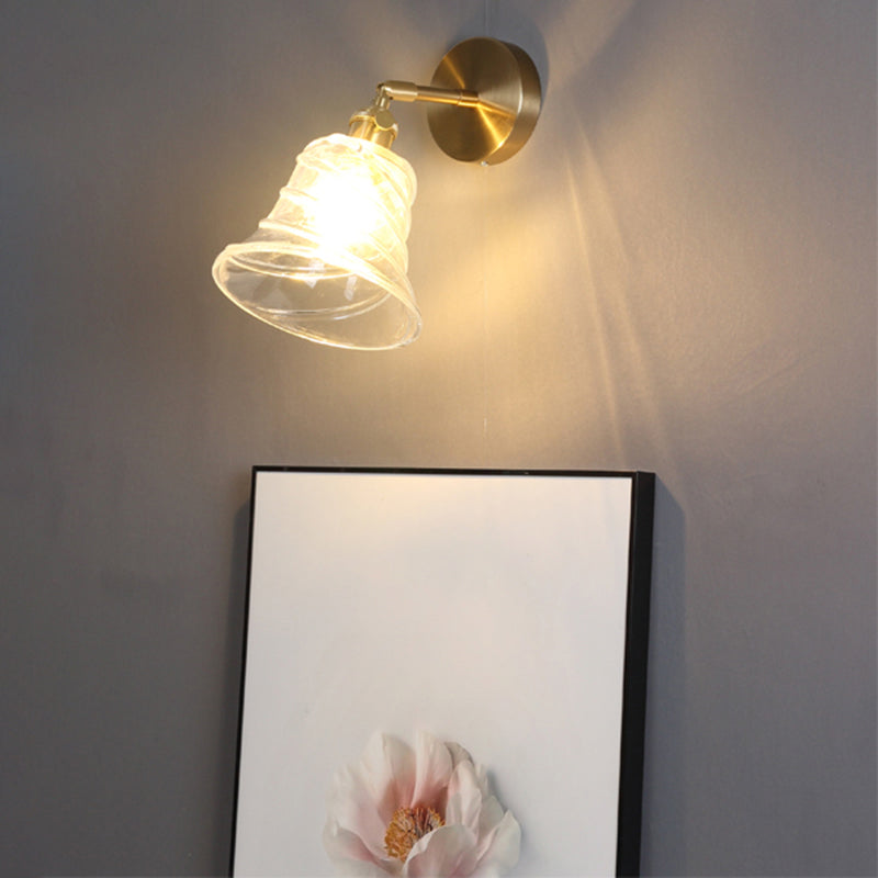 Industrial Shaded Wall Mount Light Single Clear Glass Wall Light Fixture for Bedside Clear D Clearhalo 'Art deco wall lights' 'Cast Iron' 'Glass' 'Industrial wall lights' 'Industrial' 'Middle century wall lights' 'Modern' 'Rustic wall lights' 'Tiffany' 'Traditional wall lights' 'Wall Lamps & Sconces' 'Wall Lights' Lighting' 2216253