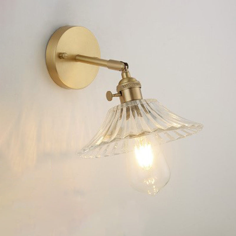 Industrial Shaded Wall Mount Light Single Clear Glass Wall Light Fixture for Bedside Clear J Clearhalo 'Art deco wall lights' 'Cast Iron' 'Glass' 'Industrial wall lights' 'Industrial' 'Middle century wall lights' 'Modern' 'Rustic wall lights' 'Tiffany' 'Traditional wall lights' 'Wall Lamps & Sconces' 'Wall Lights' Lighting' 2216254