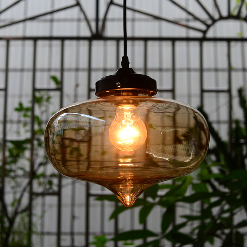 Blown Glass Shaded Hanging Light Simplicity 1 Bulb Restaurant Pendant Light Fixture Amber Clearhalo 'Ceiling Lights' 'Lighting' 'Pendant Lights' 2216341_eb6f5482-c842-4161-b109-9a5fd6f17874