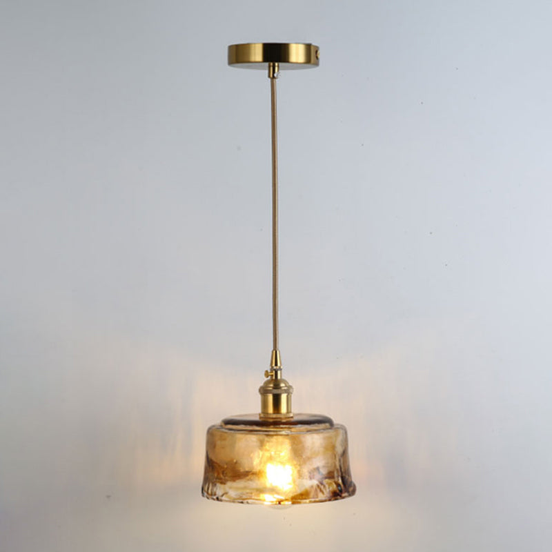 Gold Shaded Suspension Lighting Retro Style Glass 1 Head Restaurant Pendant Ceiling Light Gold F Clearhalo 'Ceiling Lights' 'Lighting' 'Pendant Lights' 2216346_209ce28b-87d1-43be-b539-975ad4e7dc50