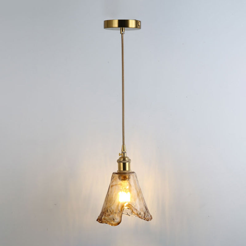 Gold Shaded Suspension Lighting Retro Style Glass 1 Head Restaurant Pendant Ceiling Light Gold G Clearhalo 'Ceiling Lights' 'Lighting' 'Pendant Lights' 2216350_7b5474e3-c7ca-403c-9ee9-afbeaabbfde5