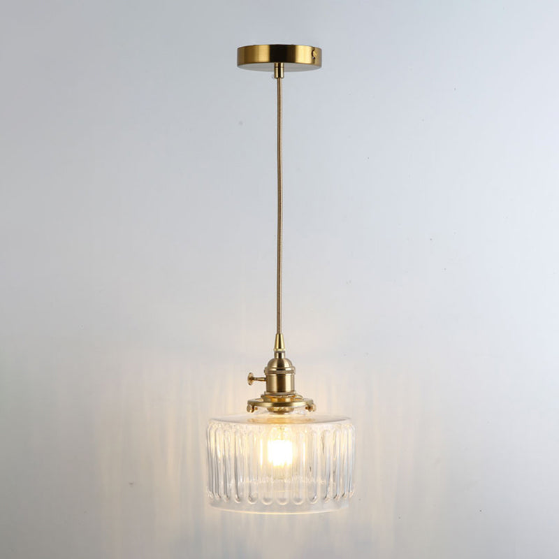 Gold Shaded Suspension Lighting Retro Style Glass 1 Head Restaurant Pendant Ceiling Light Gold K Clearhalo 'Ceiling Lights' 'Lighting' 'Pendant Lights' 2216351_8403e30d-9c1f-4c9b-b242-36bc504cba65