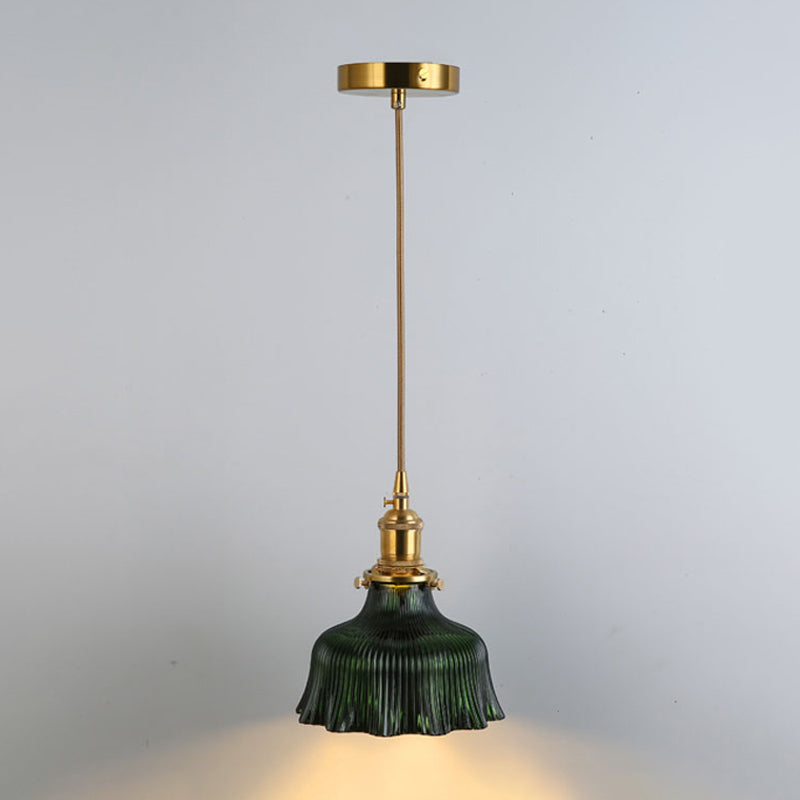 Gold Shaded Suspension Lighting Retro Style Glass 1��Head Restaurant Pendant Ceiling Light Gold A Clearhalo 'Ceiling Lights' 'Glass shade' 'Glass' 'Industrial Pendants' 'Industrial' 'Middle Century Pendants' 'Pendant Lights' 'Pendants' 'Tiffany' Lighting' 2216352