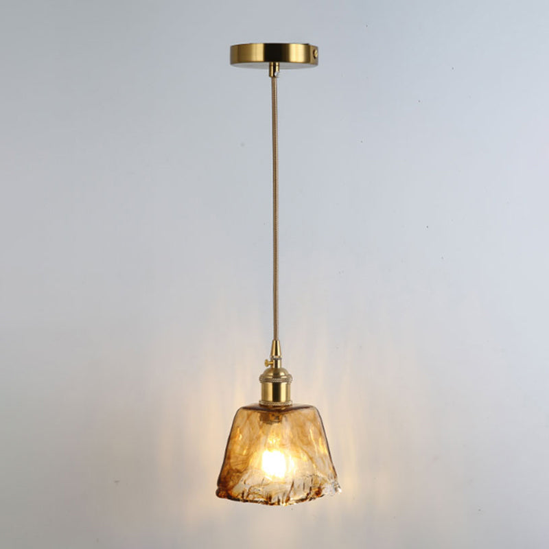 Gold Shaded Suspension Lighting Retro Style Glass 1 Head Restaurant Pendant Ceiling Light Gold H Clearhalo 'Ceiling Lights' 'Lighting' 'Pendant Lights' 2216354_485ef096-9078-416c-b9a2-2fb4aa4c03b6