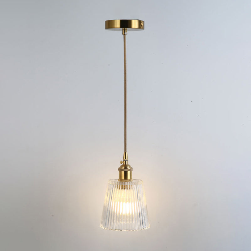 Gold Shaded Suspension Lighting Retro Style Glass 1��Head Restaurant Pendant Ceiling Light Gold E Clearhalo 'Ceiling Lights' 'Glass shade' 'Glass' 'Industrial Pendants' 'Industrial' 'Middle Century Pendants' 'Pendant Lights' 'Pendants' 'Tiffany' Lighting' 2216361