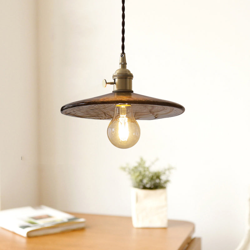 Amber Glass Flared Suspension Lighting Retro Style 1 Head Restaurant Pendant Ceiling Light Clearhalo 'Ceiling Lights' 'Lighting' 'Pendant Lights' 2216413_0aab1df8-f081-4939-a912-723b37b64c2c