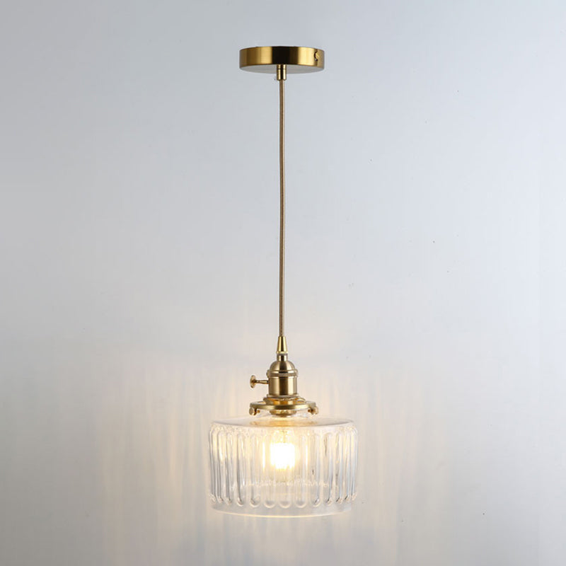 Simplicity Shaded Hanging Light 1��Bulb Clear Textured Glass Pendant Lighting Fixture Clear R Clearhalo 'Ceiling Lights' 'Glass shade' 'Glass' 'Industrial Pendants' 'Industrial' 'Middle Century Pendants' 'Pendant Lights' 'Pendants' 'Tiffany' Lighting' 2216523