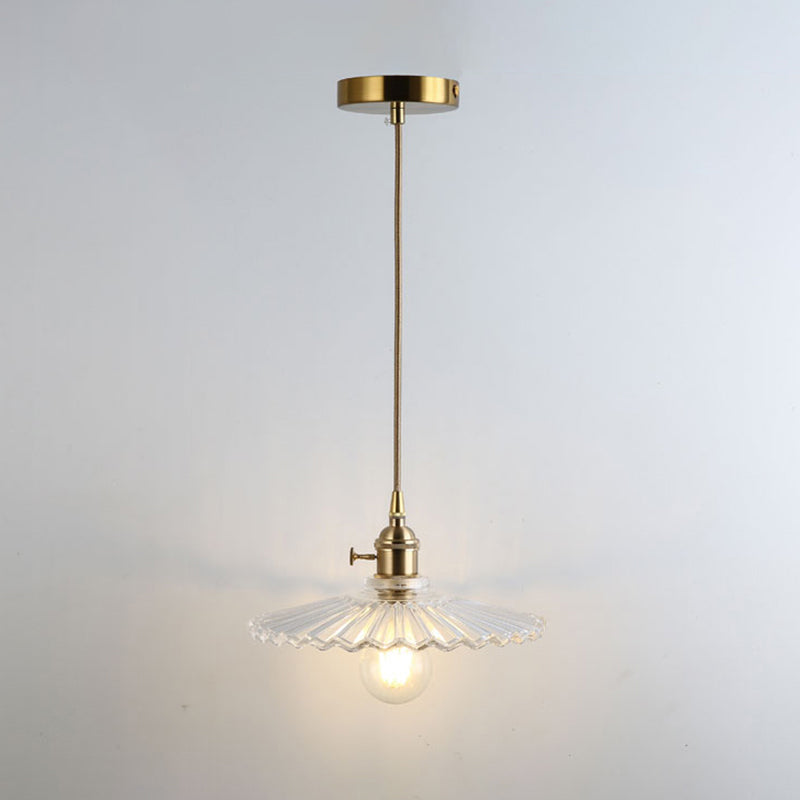 Simplicity Shaded Hanging Light 1 Bulb Clear Textured Glass Pendant Lighting Fixture Clear U Clearhalo 'Ceiling Lights' 'Lighting' 'Pendant Lights' 2216526_445d3ea7-b46b-4556-9104-4c4f882de99a