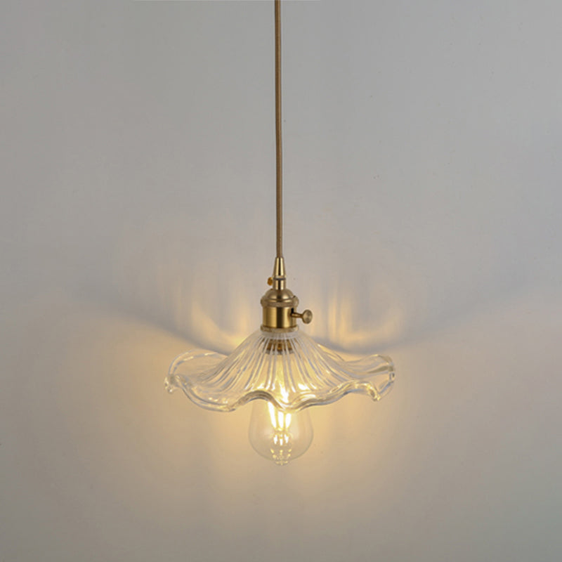 Simplicity Shaded Hanging Light 1��Bulb Clear Textured Glass Pendant Lighting Fixture Clear H Clearhalo 'Ceiling Lights' 'Glass shade' 'Glass' 'Industrial Pendants' 'Industrial' 'Middle Century Pendants' 'Pendant Lights' 'Pendants' 'Tiffany' Lighting' 2216530
