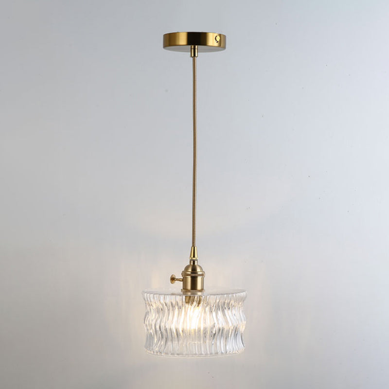 Simplicity Shaded Hanging Light 1��Bulb Clear Textured Glass Pendant Lighting Fixture Clear Q Clearhalo 'Ceiling Lights' 'Glass shade' 'Glass' 'Industrial Pendants' 'Industrial' 'Middle Century Pendants' 'Pendant Lights' 'Pendants' 'Tiffany' Lighting' 2216531