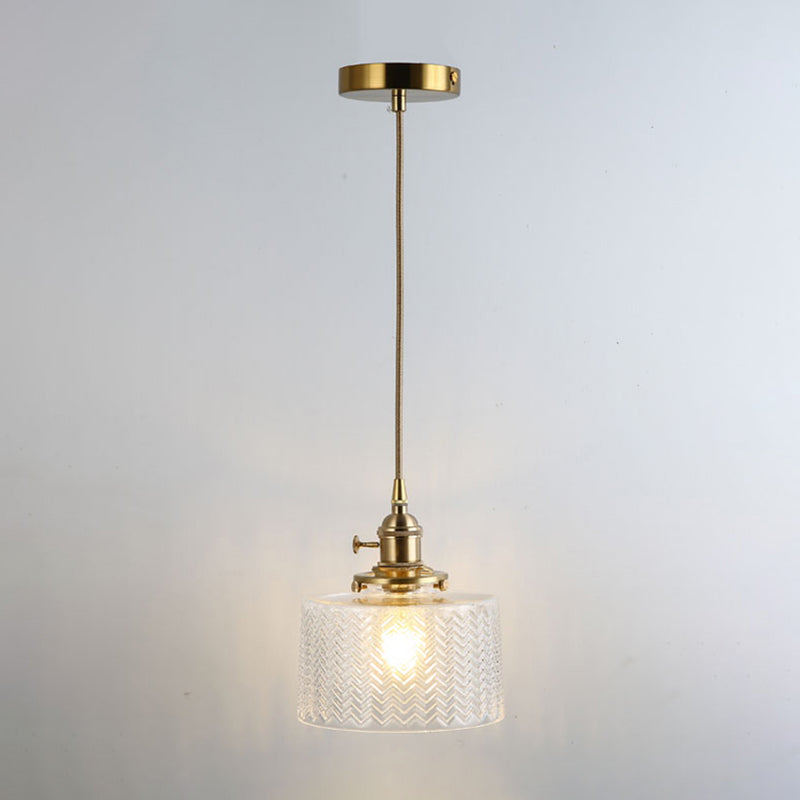 Simplicity Shaded Hanging Light 1��Bulb Clear Textured Glass Pendant Lighting Fixture Clear S Clearhalo 'Ceiling Lights' 'Glass shade' 'Glass' 'Industrial Pendants' 'Industrial' 'Middle Century Pendants' 'Pendant Lights' 'Pendants' 'Tiffany' Lighting' 2216534