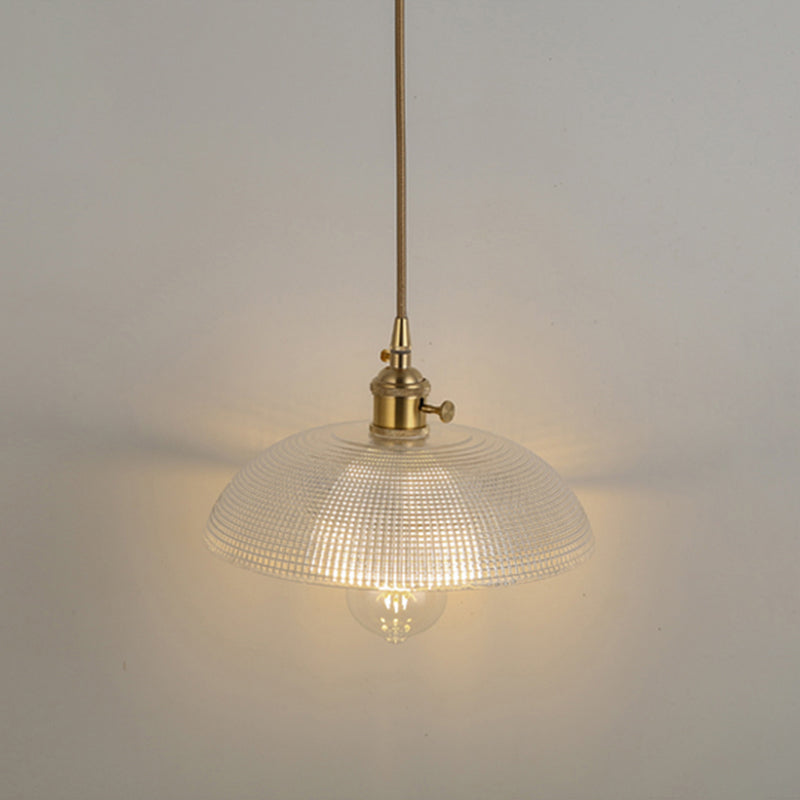 Simplicity Shaded Hanging Light 1��Bulb Clear Textured Glass Pendant Lighting Fixture Clear K Clearhalo 'Ceiling Lights' 'Glass shade' 'Glass' 'Industrial Pendants' 'Industrial' 'Middle Century Pendants' 'Pendant Lights' 'Pendants' 'Tiffany' Lighting' 2216539