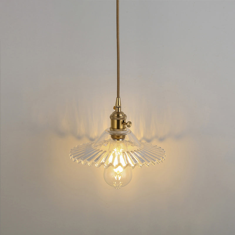 Simplicity Shaded Hanging Light 1��Bulb Clear Textured Glass Pendant Lighting Fixture Clear E Clearhalo 'Ceiling Lights' 'Glass shade' 'Glass' 'Industrial Pendants' 'Industrial' 'Middle Century Pendants' 'Pendant Lights' 'Pendants' 'Tiffany' Lighting' 2216542