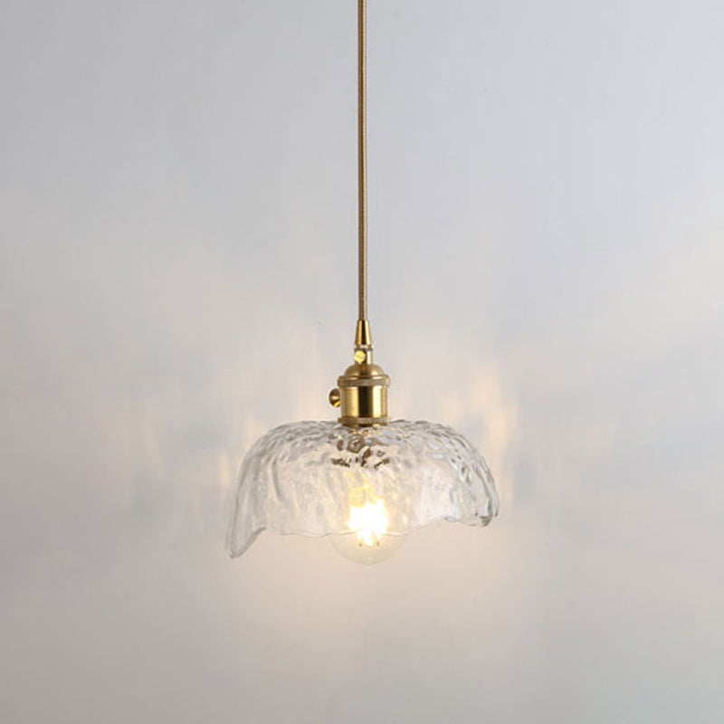 Simplicity Shaded Hanging Light 1��Bulb Clear Textured Glass Pendant Lighting Fixture Clear Y Clearhalo 'Ceiling Lights' 'Glass shade' 'Glass' 'Industrial Pendants' 'Industrial' 'Middle Century Pendants' 'Pendant Lights' 'Pendants' 'Tiffany' Lighting' 2216546
