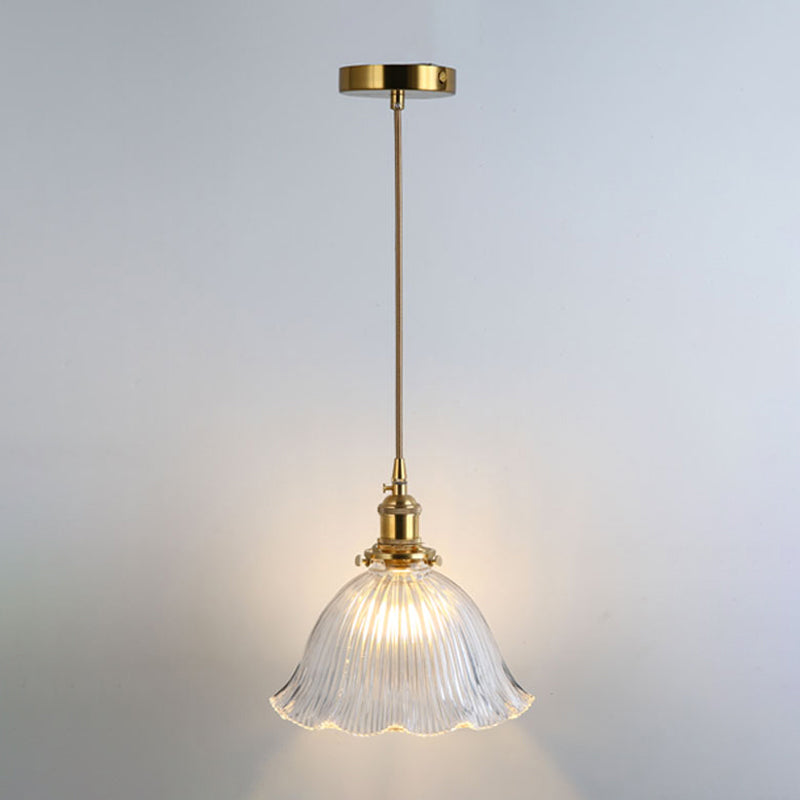 Simplicity Shaded Hanging Light 1��Bulb Clear Textured Glass Pendant Lighting Fixture Clear F Clearhalo 'Ceiling Lights' 'Glass shade' 'Glass' 'Industrial Pendants' 'Industrial' 'Middle Century Pendants' 'Pendant Lights' 'Pendants' 'Tiffany' Lighting' 2216547