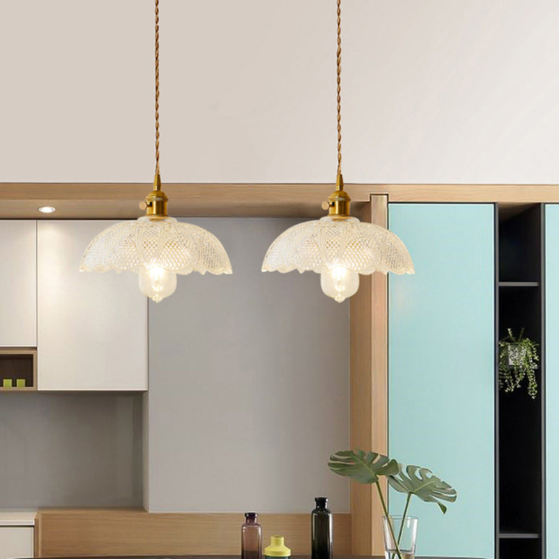 Antique Shaded Pendant Light 1-Light Clear Glass Hanging Light Fixture for Restaurant Clearhalo 'Ceiling Lights' 'Glass shade' 'Glass' 'Industrial Pendants' 'Industrial' 'Middle Century Pendants' 'Pendant Lights' 'Pendants' 'Tiffany' Lighting' 2216574