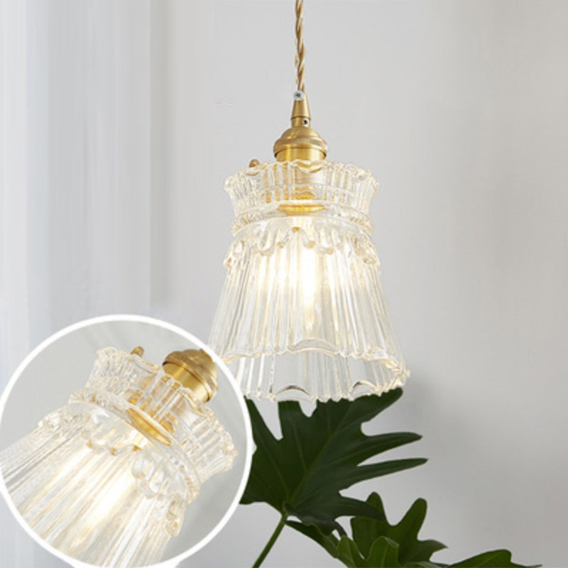 Antique Shaded Pendant Light 1-Light Clear Glass Hanging Light Fixture for Restaurant Clear L Clearhalo 'Ceiling Lights' 'Glass shade' 'Glass' 'Industrial Pendants' 'Industrial' 'Middle Century Pendants' 'Pendant Lights' 'Pendants' 'Tiffany' Lighting' 2216575