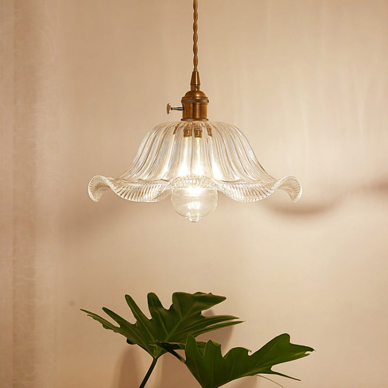 Antique Shaded Pendant Light 1-Light Clear Glass Hanging Light Fixture for Restaurant Clear H Clearhalo 'Ceiling Lights' 'Glass shade' 'Glass' 'Industrial Pendants' 'Industrial' 'Middle Century Pendants' 'Pendant Lights' 'Pendants' 'Tiffany' Lighting' 2216576