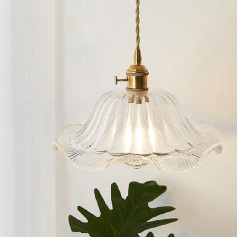 Antique Shaded Pendant Light 1-Light Clear Glass Hanging Light Fixture for Restaurant Clearhalo 'Ceiling Lights' 'Glass shade' 'Glass' 'Industrial Pendants' 'Industrial' 'Middle Century Pendants' 'Pendant Lights' 'Pendants' 'Tiffany' Lighting' 2216578