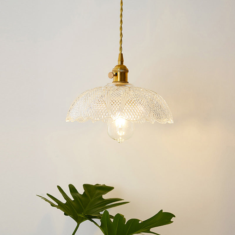 Antique Shaded Pendant Light 1-Light Clear Glass Hanging Light Fixture for Restaurant Clearhalo 'Ceiling Lights' 'Glass shade' 'Glass' 'Industrial Pendants' 'Industrial' 'Middle Century Pendants' 'Pendant Lights' 'Pendants' 'Tiffany' Lighting' 2216580