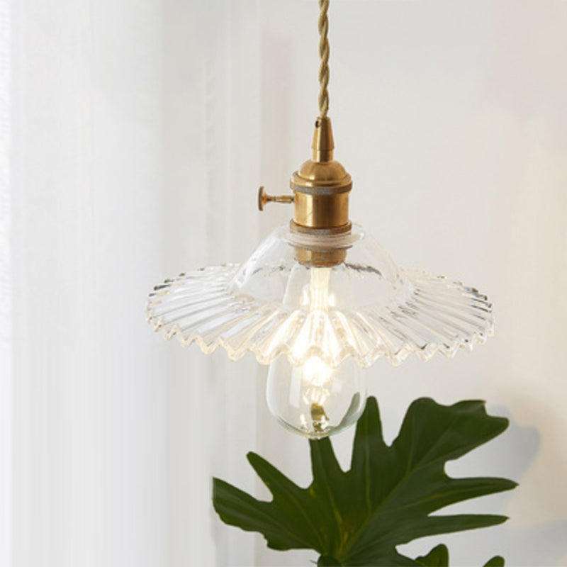 Antique Shaded Pendant Light 1-Light Clear Glass Hanging Light Fixture for Restaurant Clear F Clearhalo 'Ceiling Lights' 'Glass shade' 'Glass' 'Industrial Pendants' 'Industrial' 'Middle Century Pendants' 'Pendant Lights' 'Pendants' 'Tiffany' Lighting' 2216582