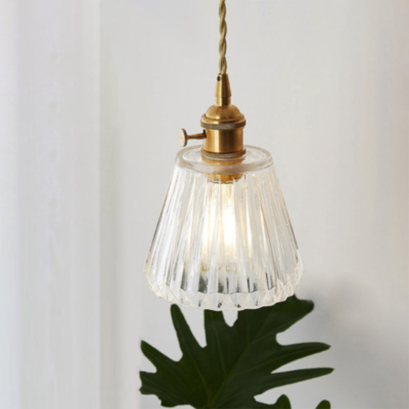 Antique Shaded Pendant Light 1-Light Clear Glass Hanging Light Fixture for Restaurant Clear E Clearhalo 'Ceiling Lights' 'Glass shade' 'Glass' 'Industrial Pendants' 'Industrial' 'Middle Century Pendants' 'Pendant Lights' 'Pendants' 'Tiffany' Lighting' 2216589