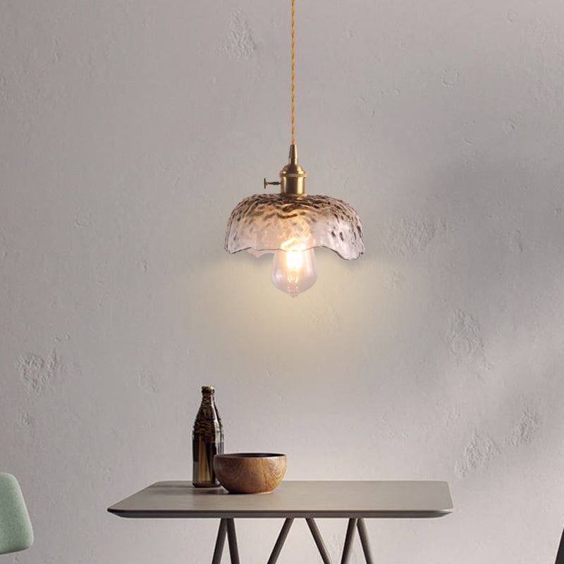 1��Bulb Hanging Light Retro Style Floral Textured Glass Pendant Light Fixture for Dining Room Coffee C Clearhalo 'Ceiling Lights' 'Glass shade' 'Glass' 'Industrial Pendants' 'Industrial' 'Middle Century Pendants' 'Pendant Lights' 'Pendants' 'Tiffany' Lighting' 2216600