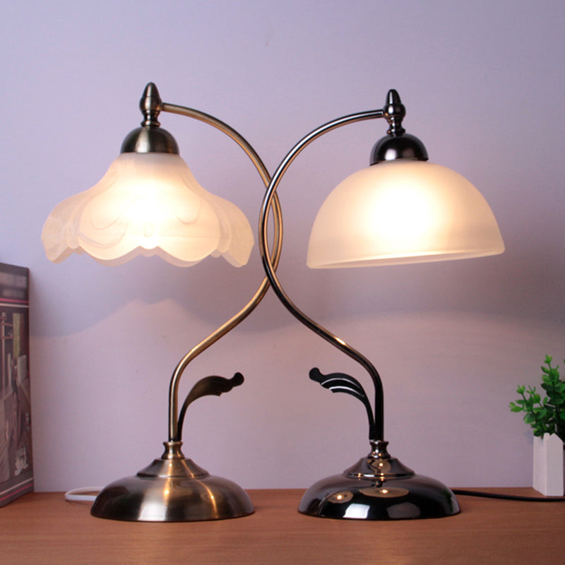 Vintage Dome Shade Nightstand Lamp 1-Light Opal Glass Table Lighting for Living Room Clearhalo 'Lamps' 'Table Lamps' Lighting' 2216749