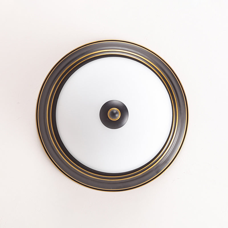 Vintage Inverted Bell Flush Ceiling Light Cream Glass LED Flush Mount Lighting Fixture Clearhalo 'Ceiling Lights' 'Close To Ceiling Lights' 'Close to ceiling' 'Flush mount' Lighting' 2216795