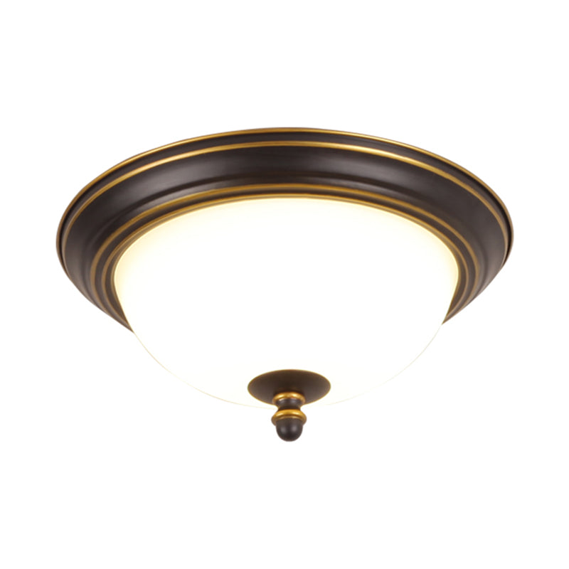 Vintage Inverted Bell Flush Ceiling Light Cream Glass LED Flush Mount Lighting Fixture Clearhalo 'Ceiling Lights' 'Close To Ceiling Lights' 'Close to ceiling' 'Flush mount' Lighting' 2216797