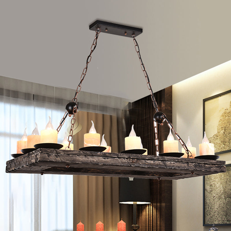 Iron Lantern Chandelier Light Antique Restaurant Commercial Pendant Lighting in Wood Wood K Clearhalo 'Carpenter Chandeliers' 'Ceiling Lights' 'Chandeliers' 'Industrial Chandeliers' 'Industrial' 'Middle Century Chandeliers' 'Modern' 'Tiffany' Lighting' 2217213