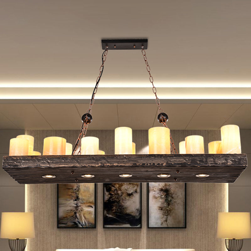 Iron Lantern Chandelier Light Antique Restaurant Commercial Pendant Lighting in Wood Wood D Clearhalo 'Carpenter Chandeliers' 'Ceiling Lights' 'Chandeliers' 'Industrial Chandeliers' 'Industrial' 'Middle Century Chandeliers' 'Modern' 'Tiffany' Lighting' 2217220