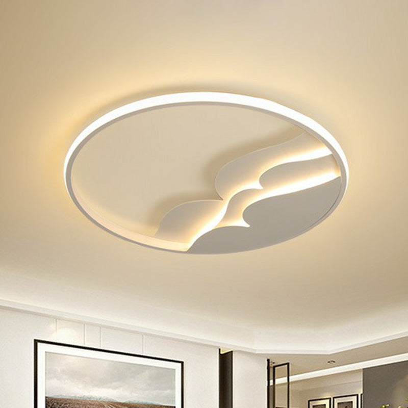 Wave Metal LED Flush Mount Modern Style White Flushmount Ceiling Light with Halo Ring for Bedroom White Remote Control Stepless Dimming Clearhalo 'Ceiling Lights' 'Close To Ceiling Lights' 'Close to ceiling' 'Flush mount' Lighting' 2217607