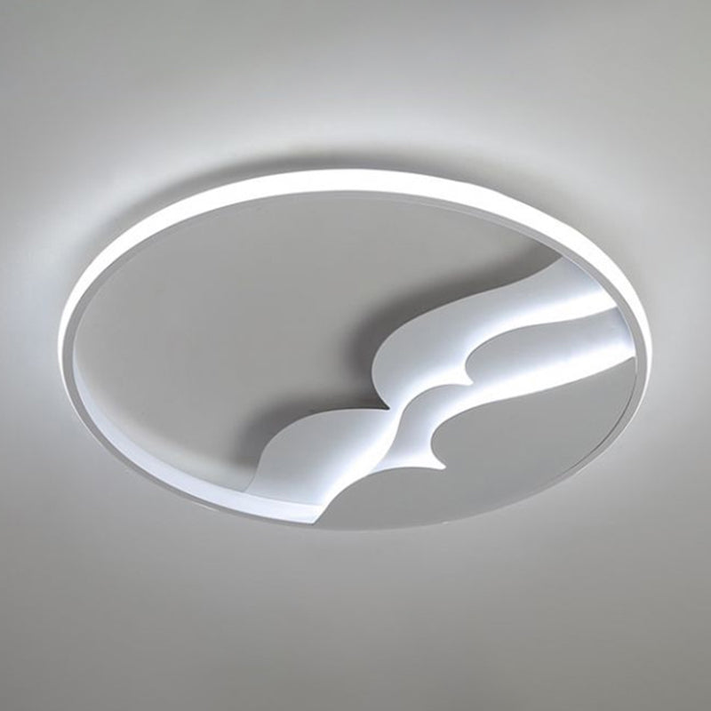 Wave Metal LED Flush Mount Modern Style White Flushmount Ceiling Light with Halo Ring for Bedroom Clearhalo 'Ceiling Lights' 'Close To Ceiling Lights' 'Close to ceiling' 'Flush mount' Lighting' 2217611