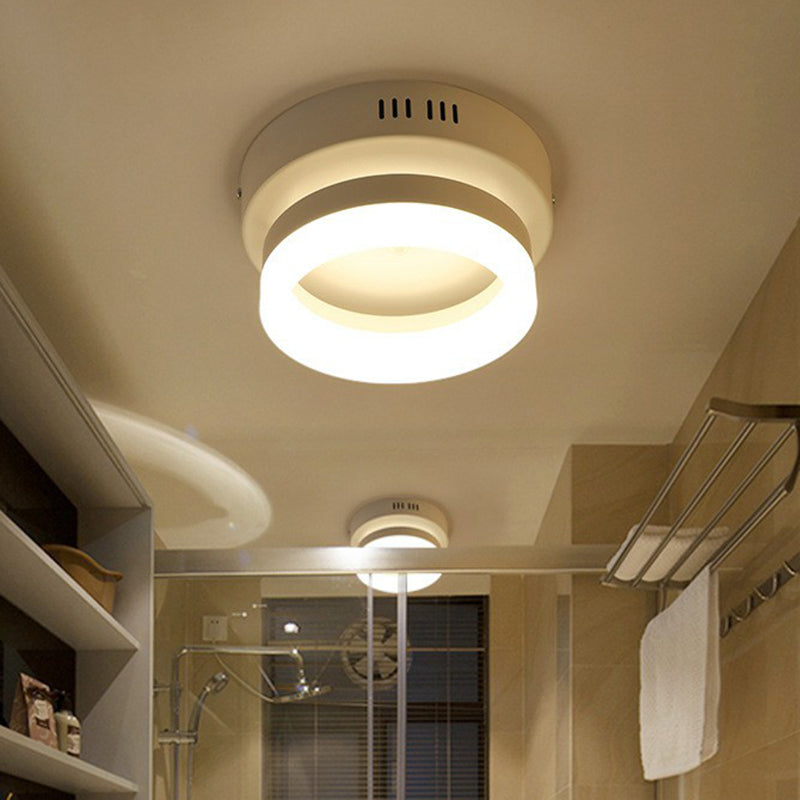 Minimalist Geometric Ceiling Mounted Light Acrylic Corridor LED Semi Flush Mount in White White Round Clearhalo 'Ceiling Lights' 'Close To Ceiling Lights' 'Close to ceiling' 'Semi-flushmount' Lighting' 2217739