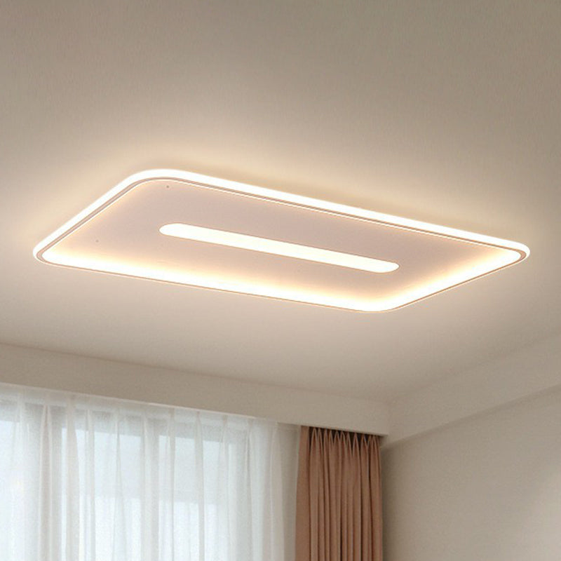 Nordic Rectangular Flush Ceiling Light Aluminum Living Room LED Flush Mount Lighting Fixture White Clearhalo 'Ceiling Lights' 'Close To Ceiling Lights' 'Close to ceiling' 'Flush mount' Lighting' 2217777