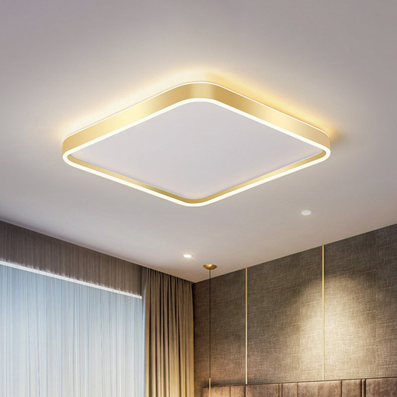 Geometric Shaped Metallic Flush Mount Lighting Minimalist Gold LED Flush Mount Fixture Gold 15.5" Clearhalo 'Ceiling Lights' 'Close To Ceiling Lights' 'Close to ceiling' 'Flush mount' Lighting' 2217792