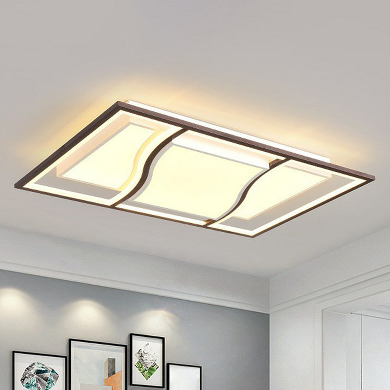 Geometric Living Room LED Flush Mount Acrylic Modern Flushmount Ceiling Light in Coffee Clearhalo 'Ceiling Lights' 'Close To Ceiling Lights' 'Close to ceiling' 'Flush mount' Lighting' 2217806